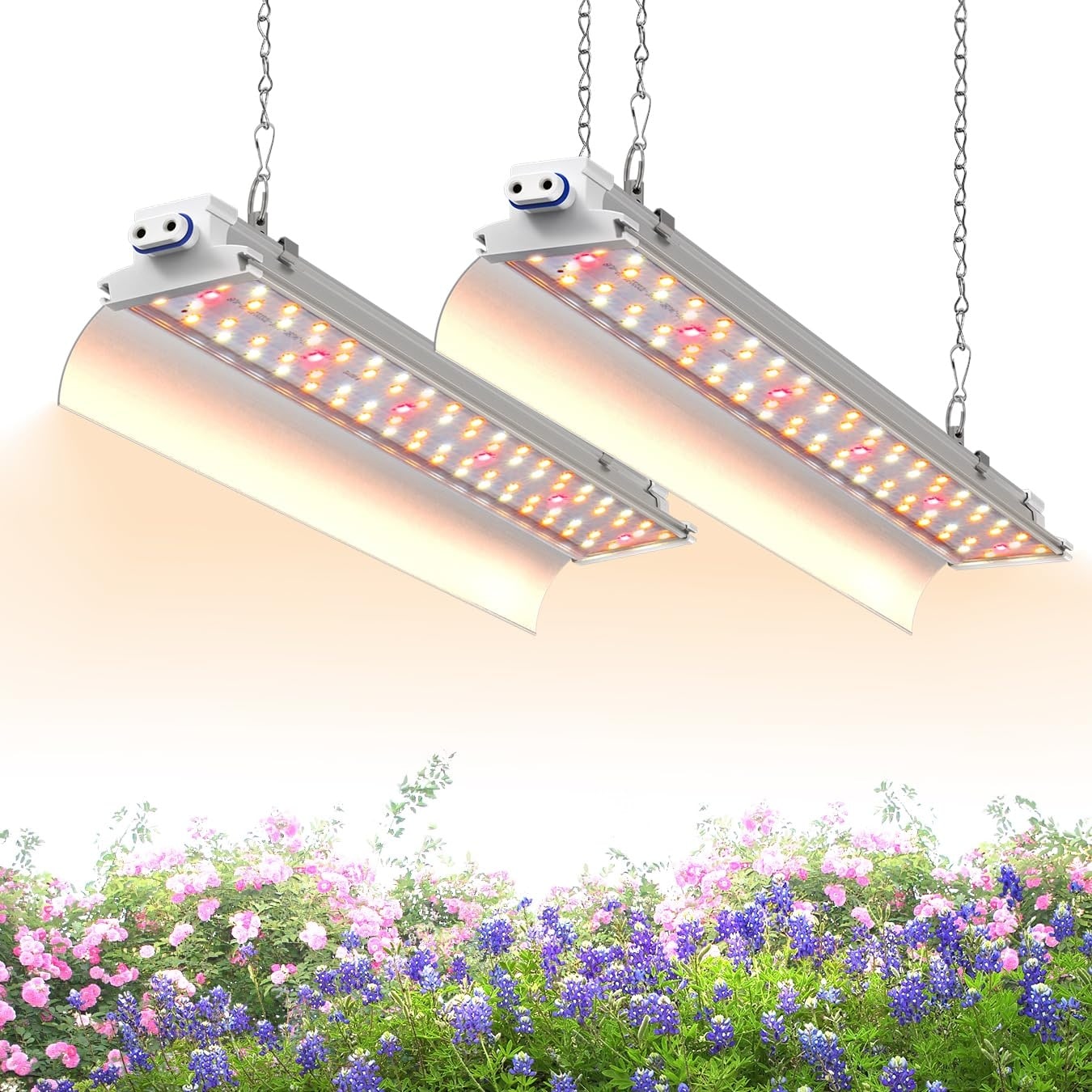 Vrbgify  2 Pack 1.4 ft Full Spectrum LED Hanging Grow Light 36W 156 LEDs with Dual Reflectors 660nm Red for Indoor Plants Seedlings Bloom