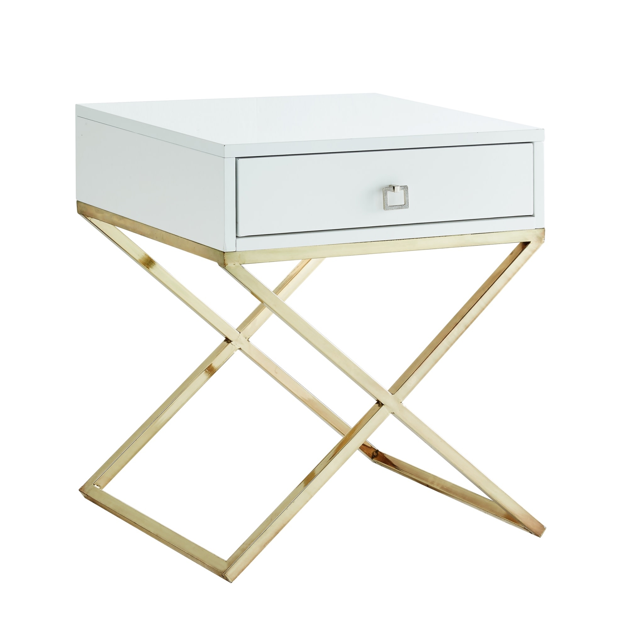 Inspired Home ST23-09WG-LS Laila 18-in W x 25-in H White Wood veneer Rectangular Modern End Table Assembly Required
