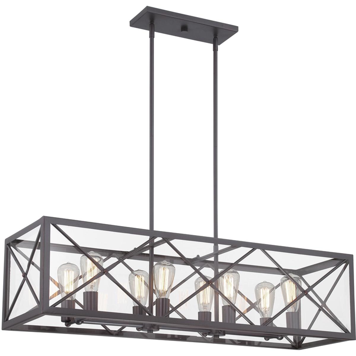 Designers Fountain  87338-SB High Line 8 Light 39 inch Satin Bronze Linear Chandelier Ceiling Light
