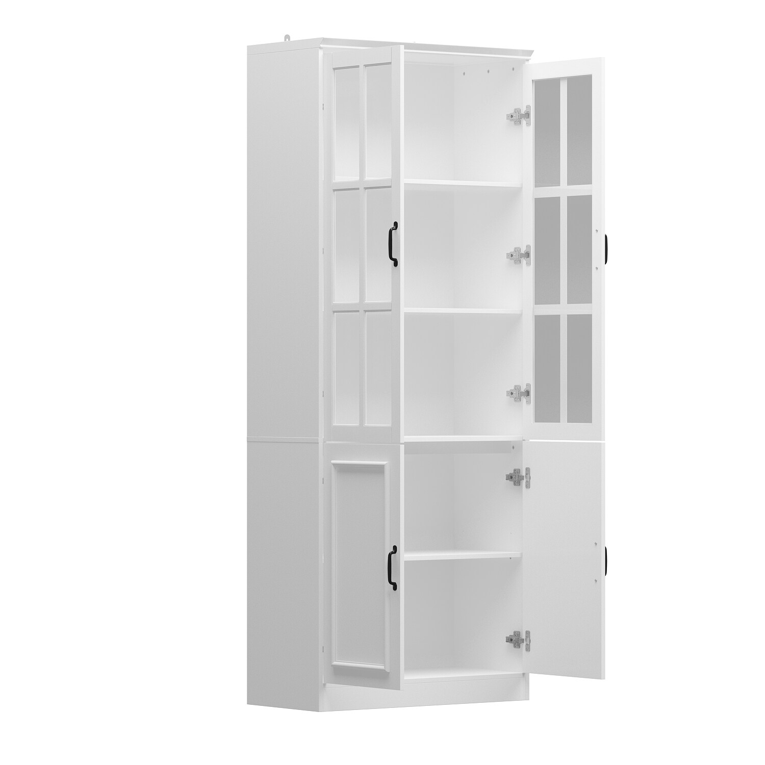 FUFU&GAGA White Mdf 3-Shelf Bookcase with Doors (31.5-in W x 78.7-in H ...
