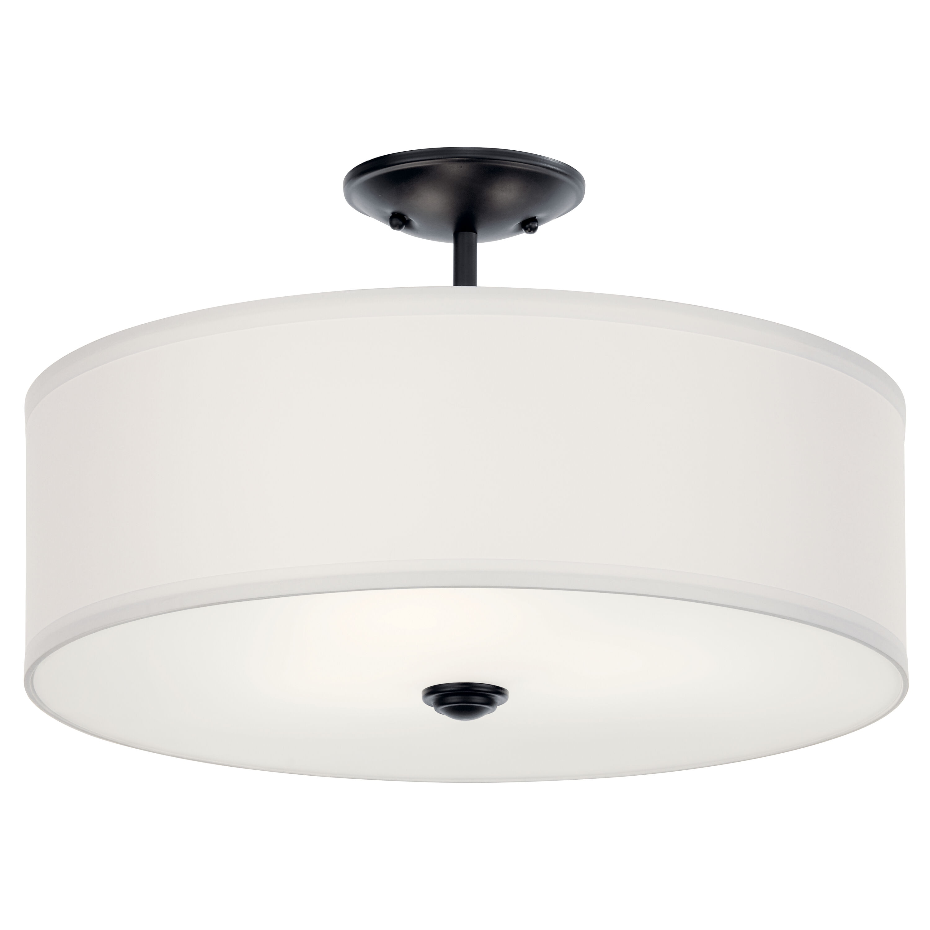 Kichler 43692BK Shailene 3 -Light 18.25-in Black Semi Flush Mount Light