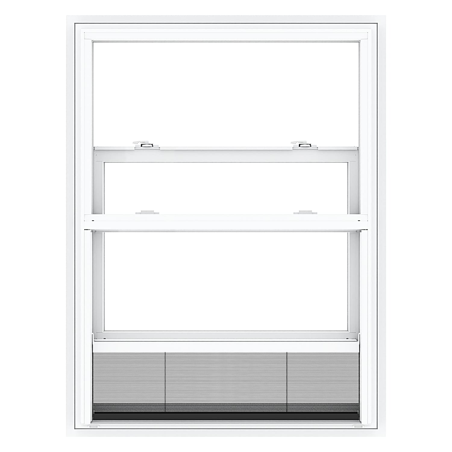 Pella 1000012706 250 Series Hidden Screen White Exterior Vinyl New construction Single Hung Window Dual-pane Double Pane Glass (Half Screen Included)