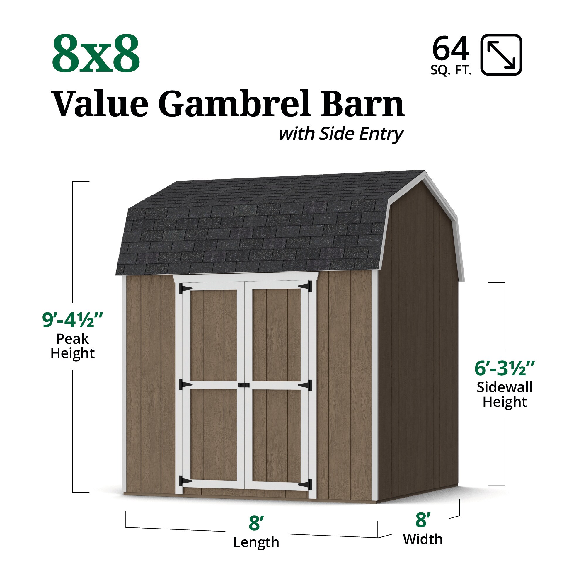 Little Cottage Co 8X8 VGB-6-SE-PC-FK Wood-Storage-Buildings - View #3