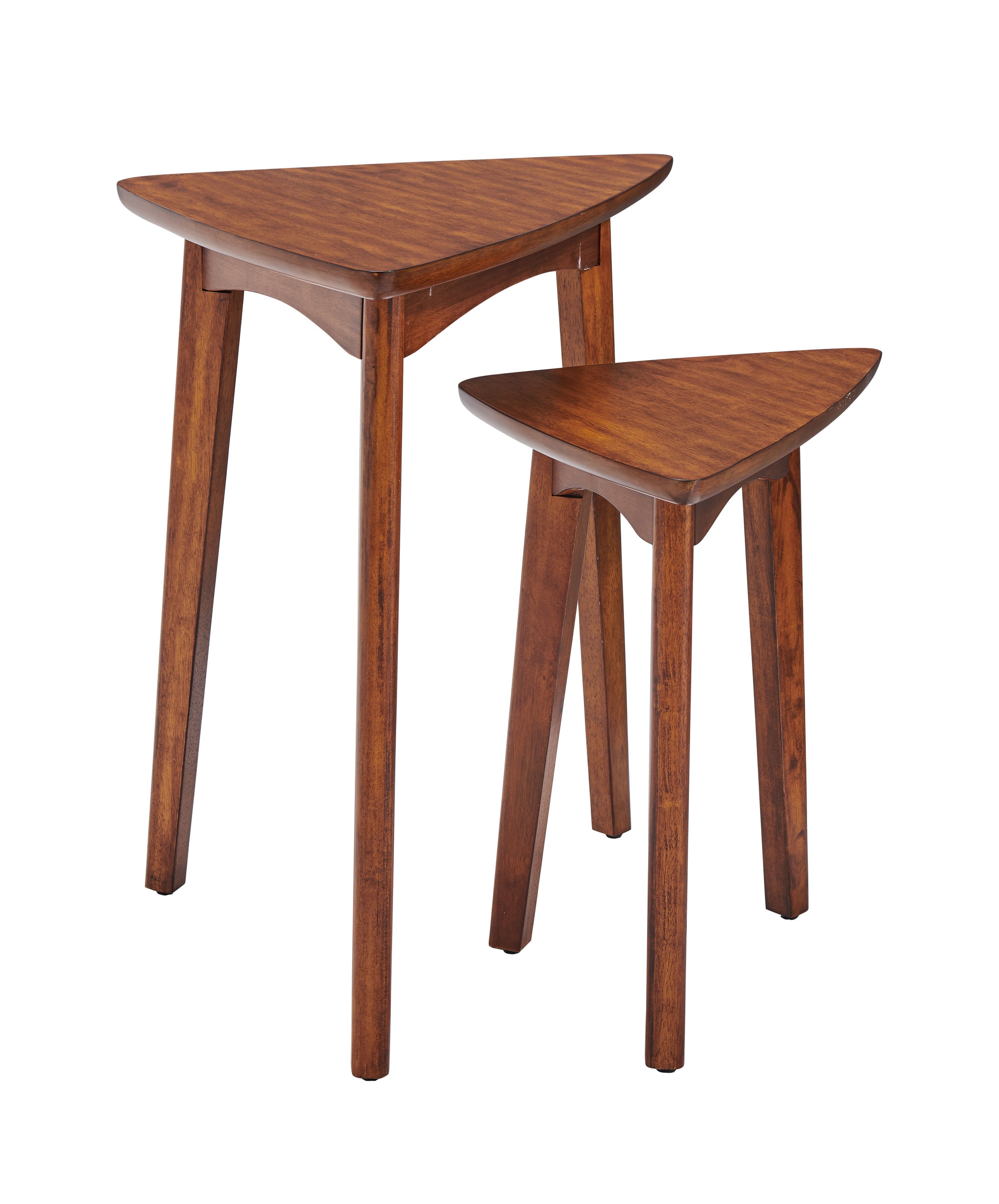 Alaterre Furniture ANMT0170N 24-Inches W x 26-Inches H Warm Chestnut Wood Triangle Midcentury End Table Assembly Required