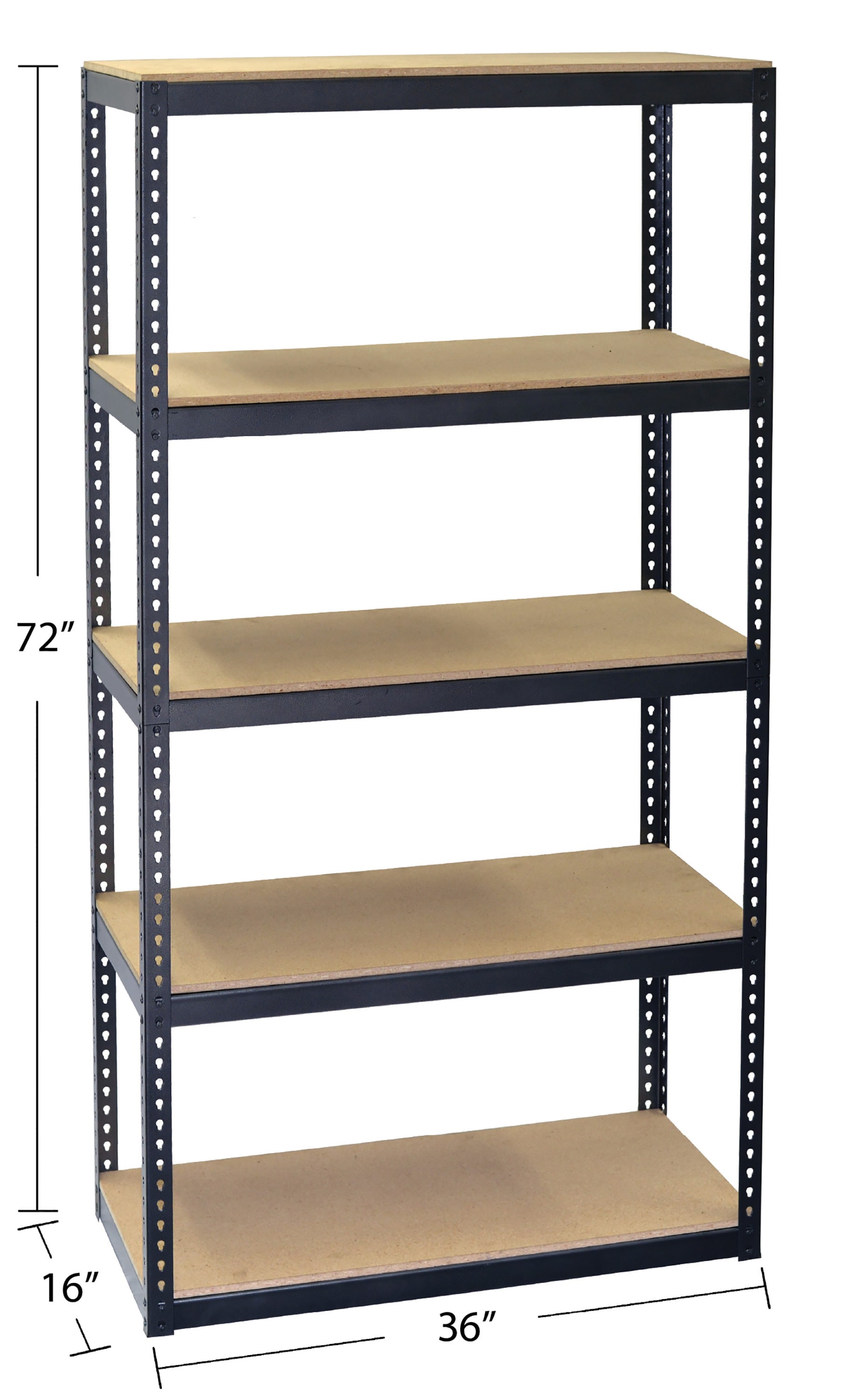 Project Source Metal 5-Tier Utility Shelving Unit (36-in W x 16-in D x ...