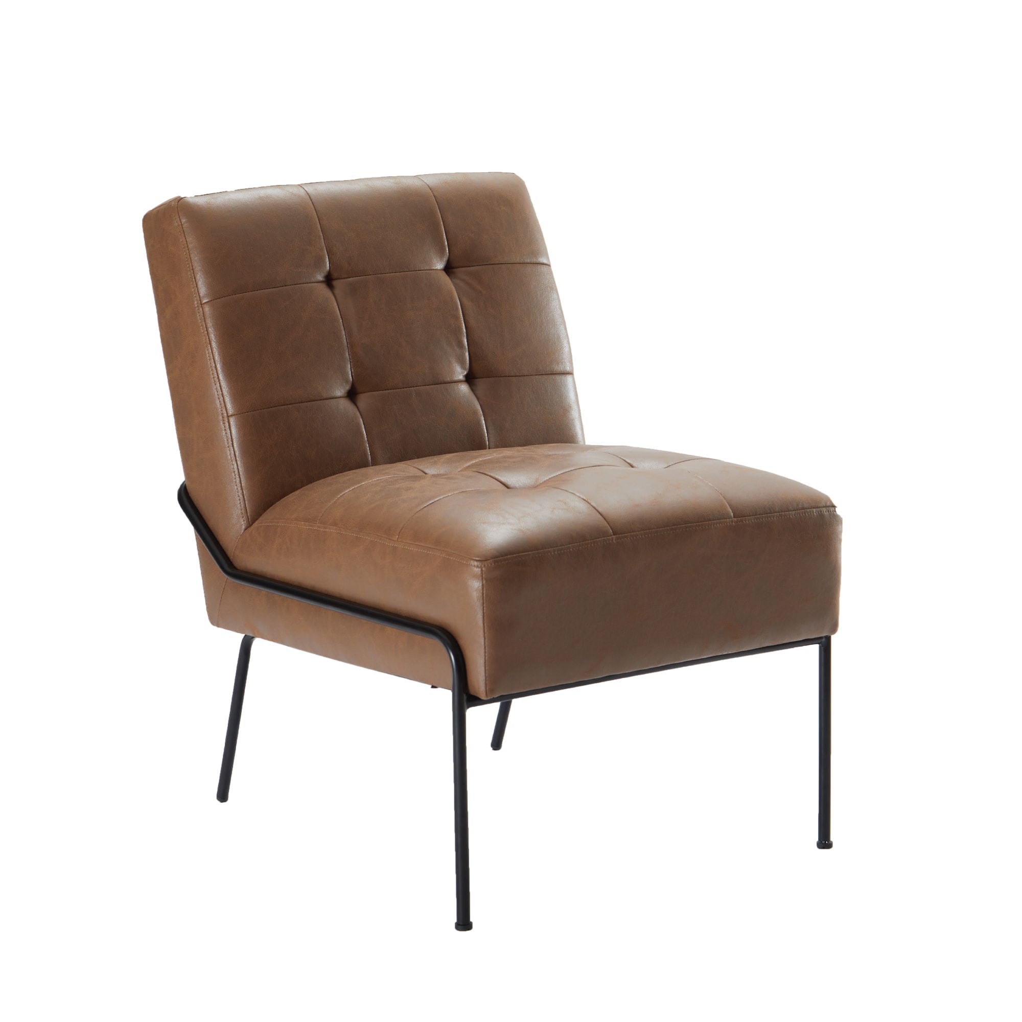 Eluxury Modern Brown Faux Leather, Leather Accent Chair