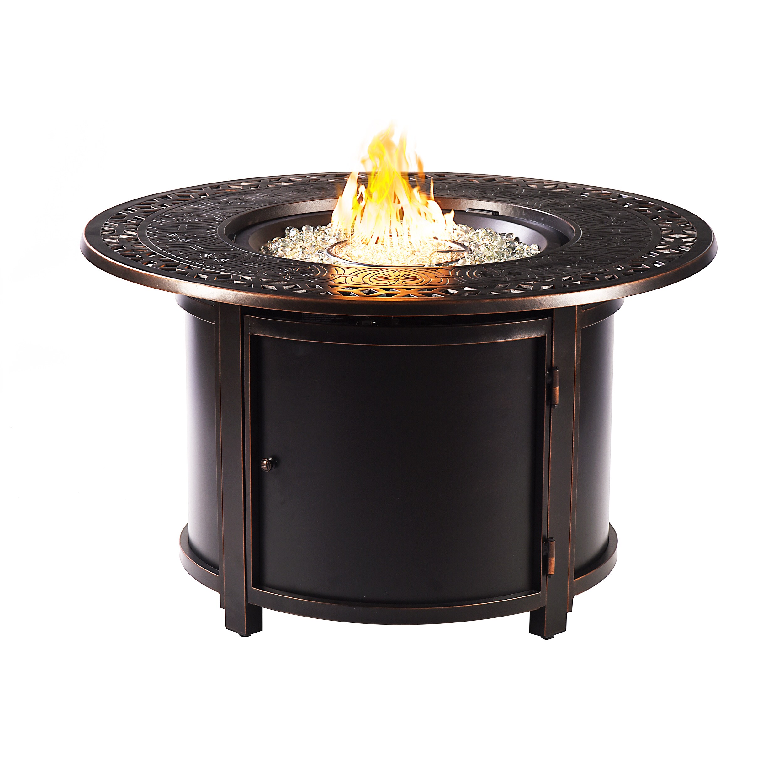 Oakland Living LIMA-FPT-AC 44-in W Black Portable Aluminum Round Liquid propane Fire table