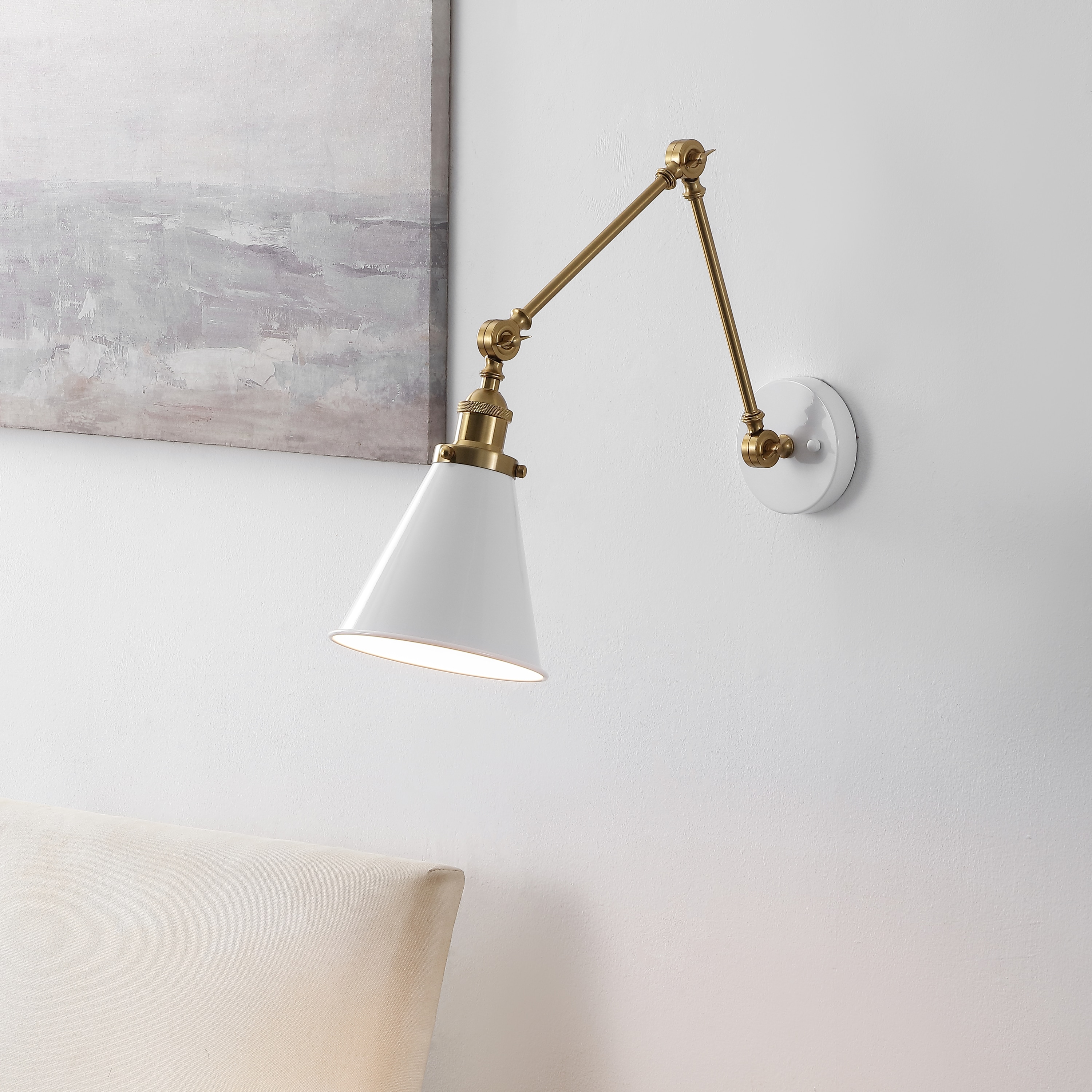 JONATHAN  Y JYL7462B Rover Classic Adjustable Arm 7.00-in W 1 -Light Polished Gold Industrial Wall Sconce