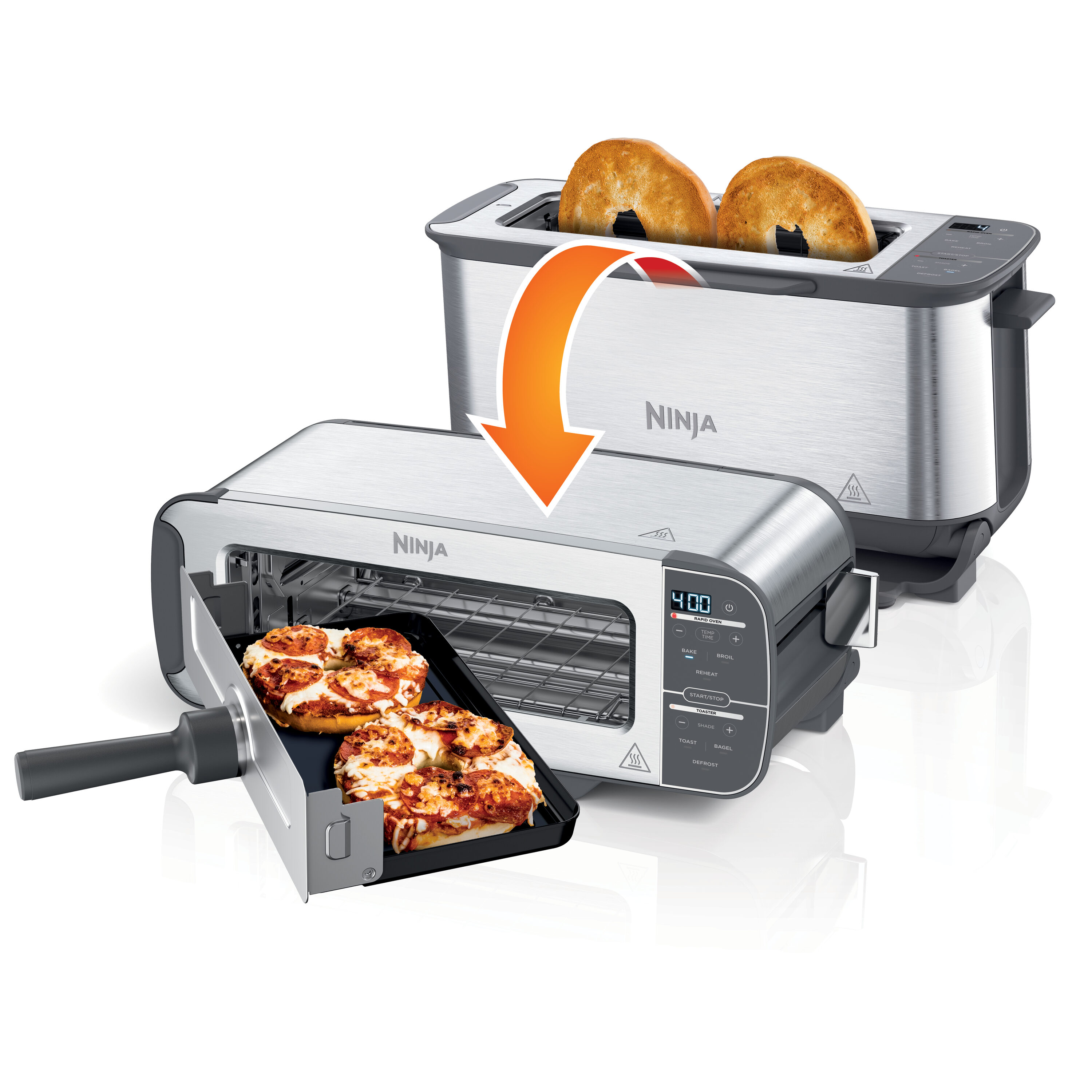 Ninja Foodi 2 in 1 Flip Compact Toaster Oven Reheat Stainless Steel 2 Slice Toaster ST101 at Lowes