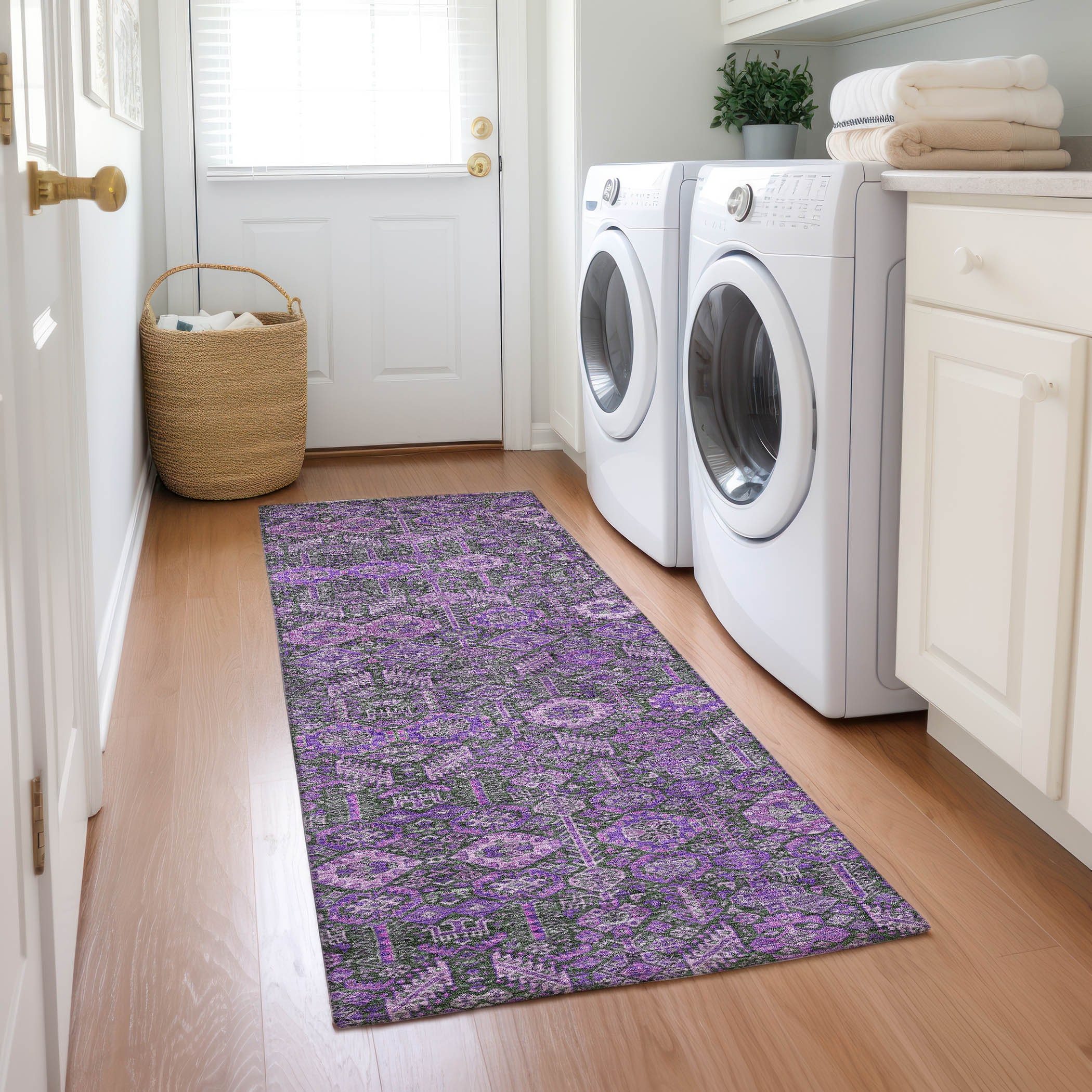 Addison Rugs ACN574PP2X8 Chantille ACN574PP 2 x 7 (ft) Polyester Purple Rectangular Indoor/Outdoor Stripe Bohemian/Eclectic Machine washable Area rug
