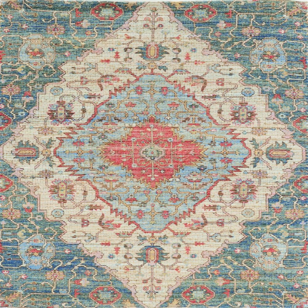 HomeRoots 353321 Bernadette 2 X 3 (ft) Jute Blue and Beige Indoor Distressed/Overdyed Area Rug