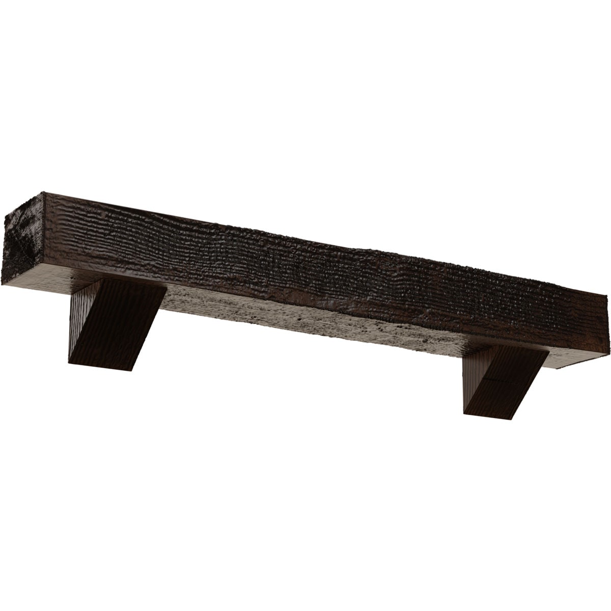 Ekena Millwork MANURS06X06X84BKZD 84-in W x 6-in H x 6-in D Aged (Premium) Hollow Urethane Rustic Fireplace Mantel