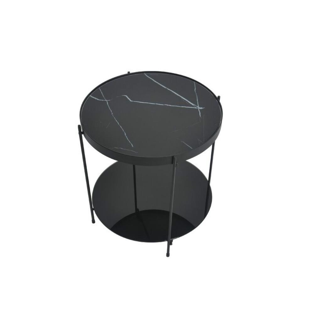 CASAINC MA-TS-0011-2-OB1 17-in W x 17-in H Black Glass Round Modern End Table with Storage Assembly Required