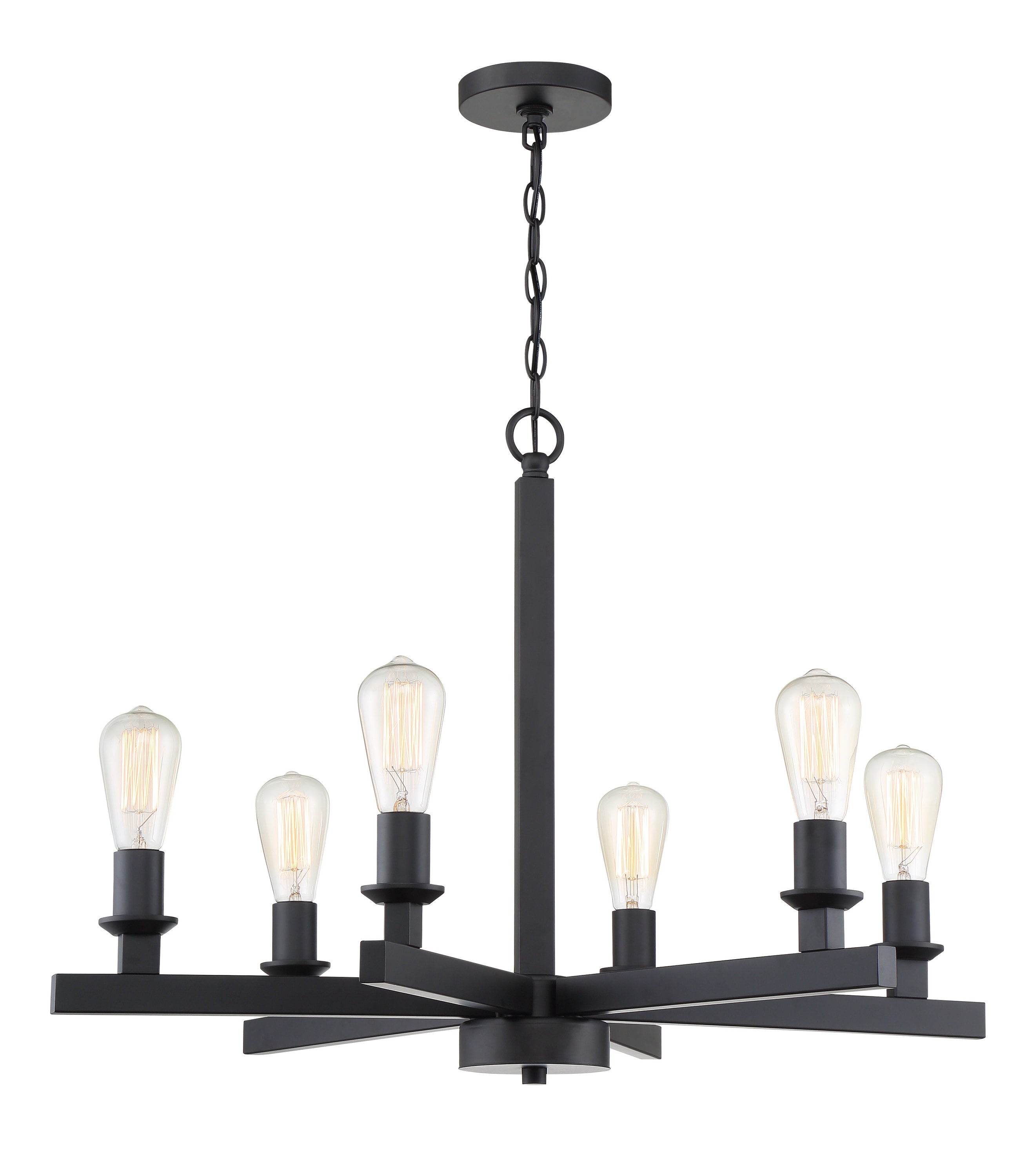 Craftmade 53126-FB Chicago 6 -Light Black Transitional For Use in Bedrooms, Dining Rooms, Foyers, Kitchens, Living Rooms Chandelier