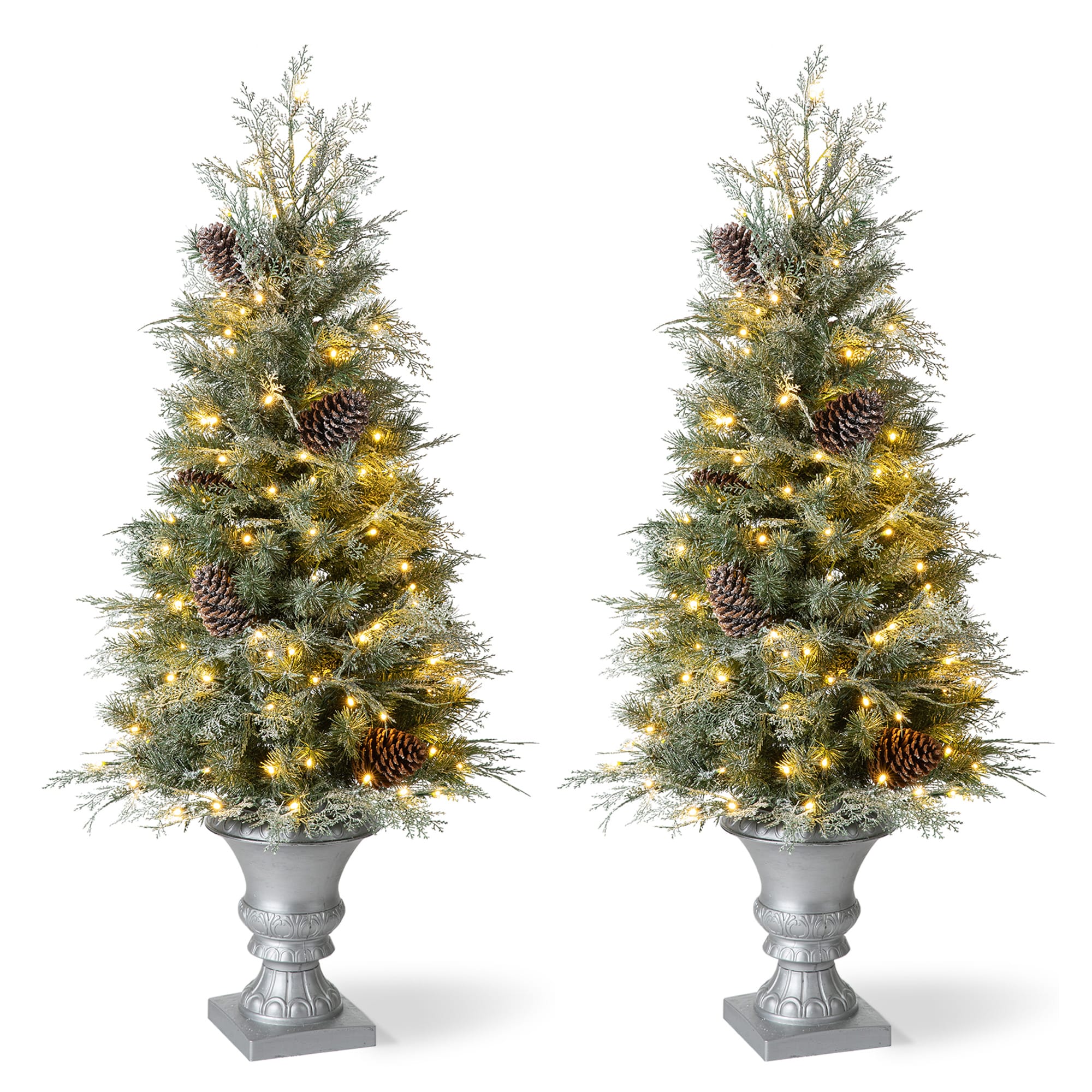 Glitzhome 2030800011 4-ft Pre-lit Artificial Christmas Tree with White LED Lights