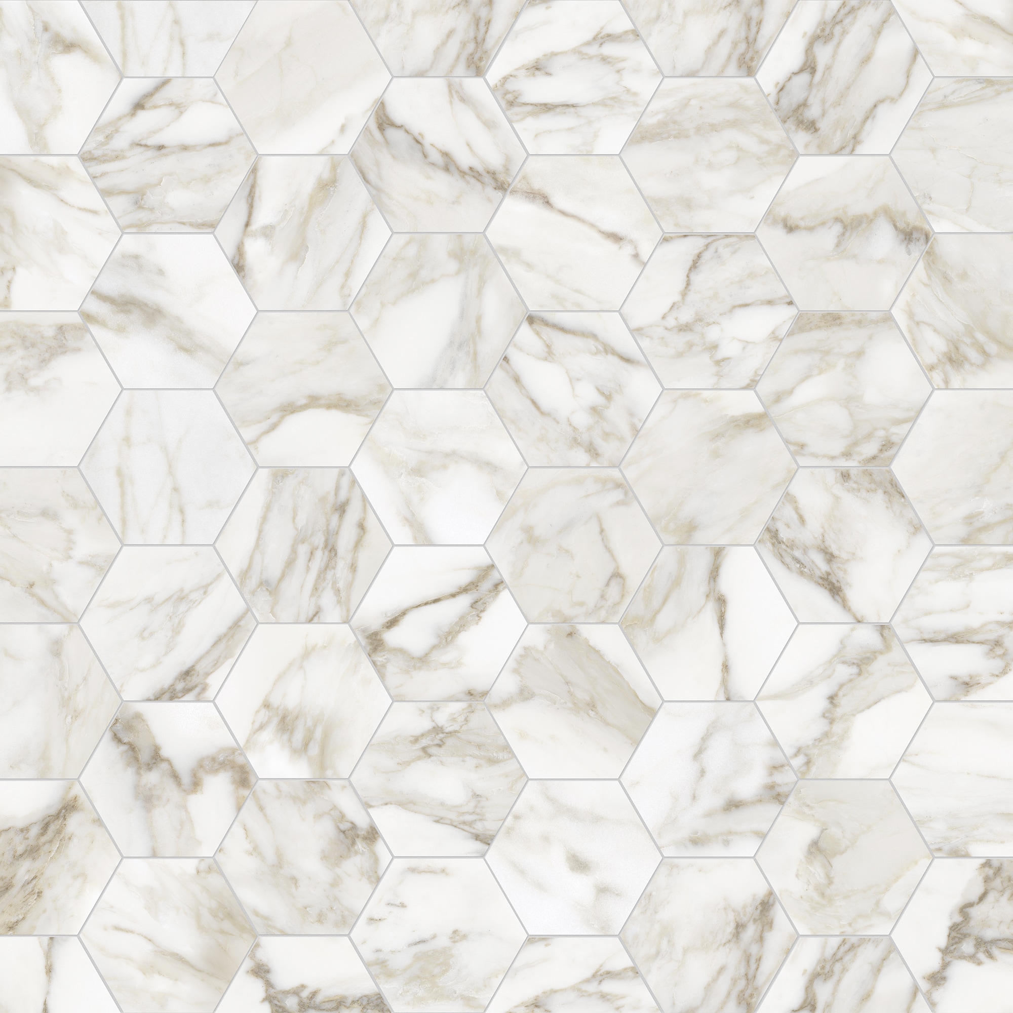 Anatolia 4501-0333-0 Calacatta Regent Calacatta 10-in x 11-1/2-in Honed Porcelain Marble look Hexagon Mosaic Floor and Wall Tile ( 7.97-sq ft Carton )