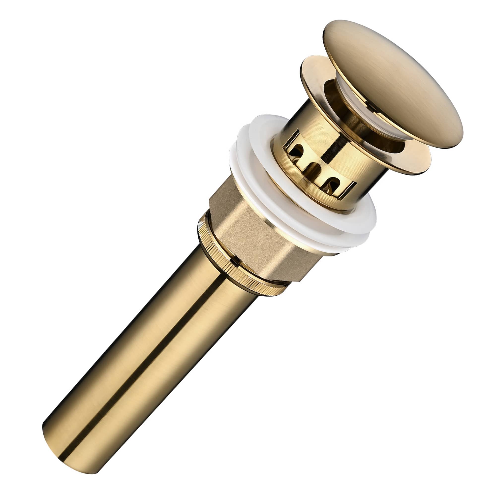 Yescom 81DRN007-OV40-GD-LO Bathroom Pop up Drain with Overflow Lavatory Vessel Basin Sink Stopper Gold Stainless Steel