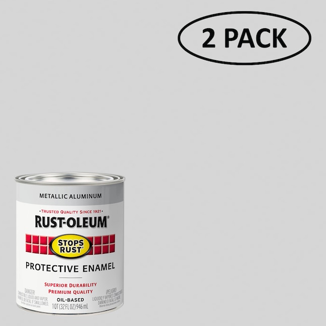 Rust Oleum Stops Rust Gloss Aluminum Interior Exterior Oil based Industrial Enamel Paint 1 quart in the Industrial Enamel Paint department at Lowes