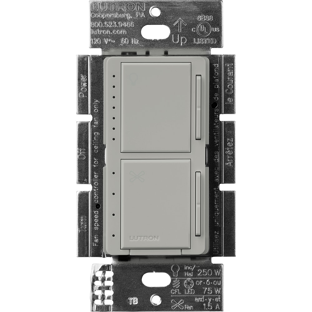 Lutron MACL-LFQ-GR Maestro Fan and Light Control 1.5 -Amp 4-speed Touch Fan Control Gray