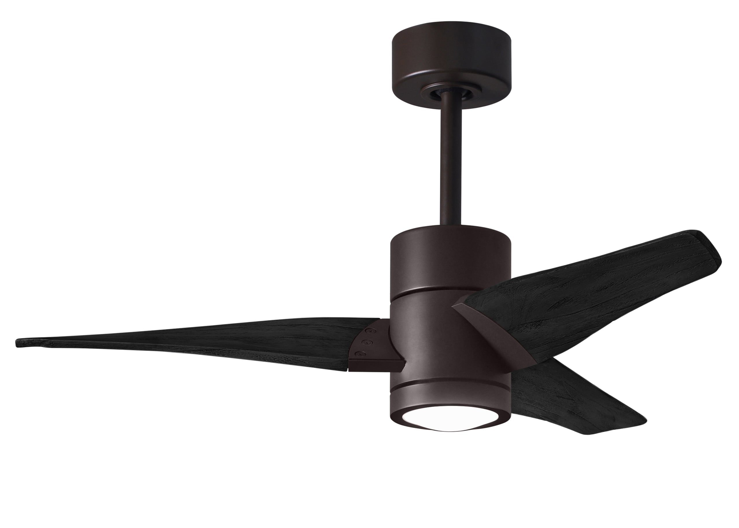Matthews Fan Company SJ-TB-BK-42 Super Janet 42-in Color-Changing Integrated LED Outdoor Textured Bronze with Matte Black Blades Ceiling Fan With Light - Remote Included ( 3 -Blade )