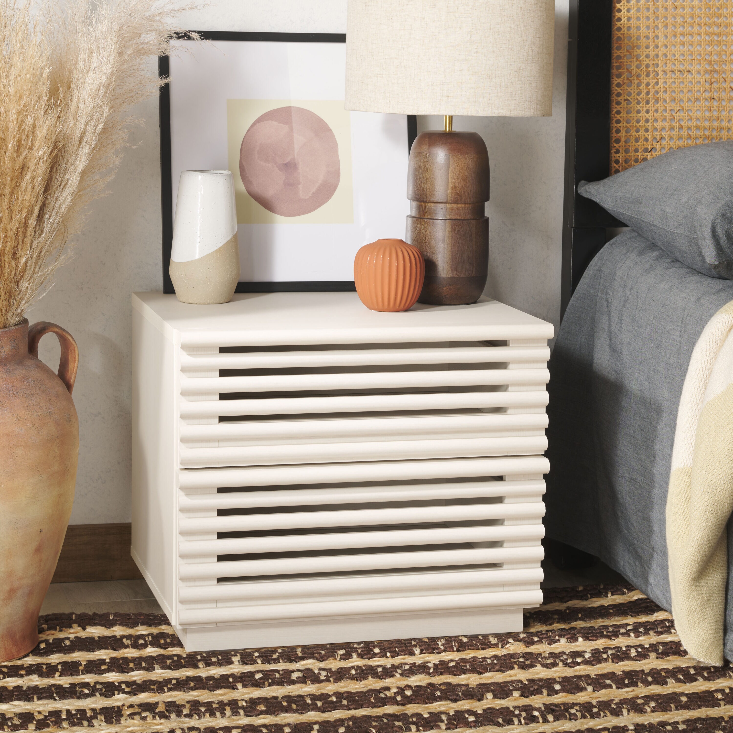 Safavieh NST9611D White Wash 2 -Drawer 21-in W x 18-in H Country Nightstand