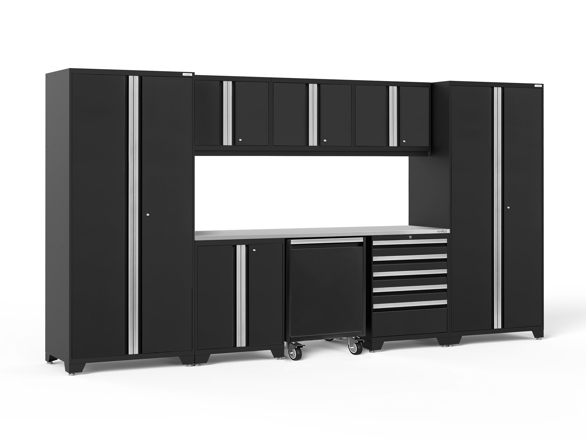 NewAge Products 64344 156-Inches W x 84.75-Inches H x 24-Inches D 8 -Cabinets Steel Black Garage Storage System
