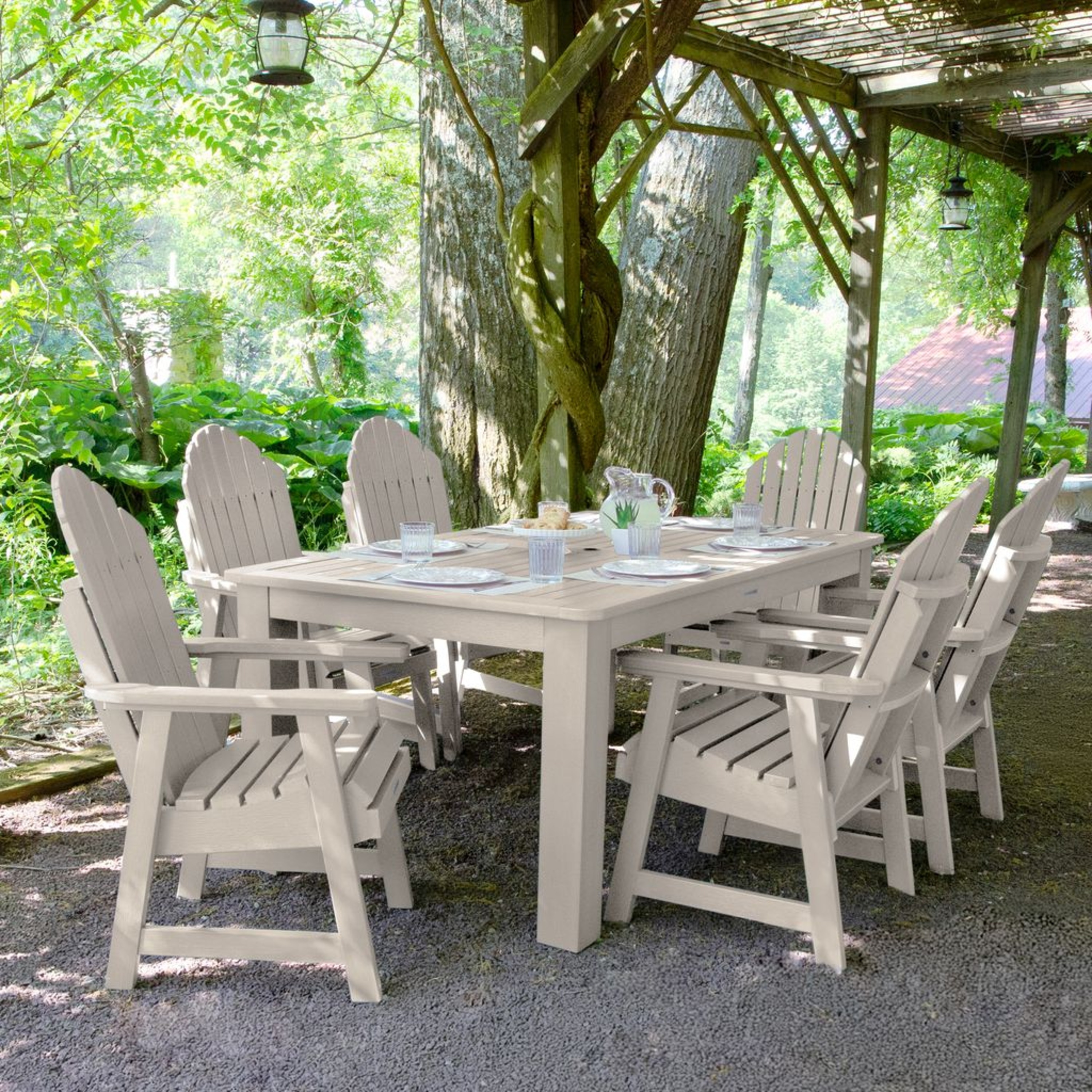 highwood AD-ST7HM1CO4AA-WAE Hamilton 7 -Piece Whitewash Patio Dining Set Plastic Rectangle Table with 6 Stationary Chairs