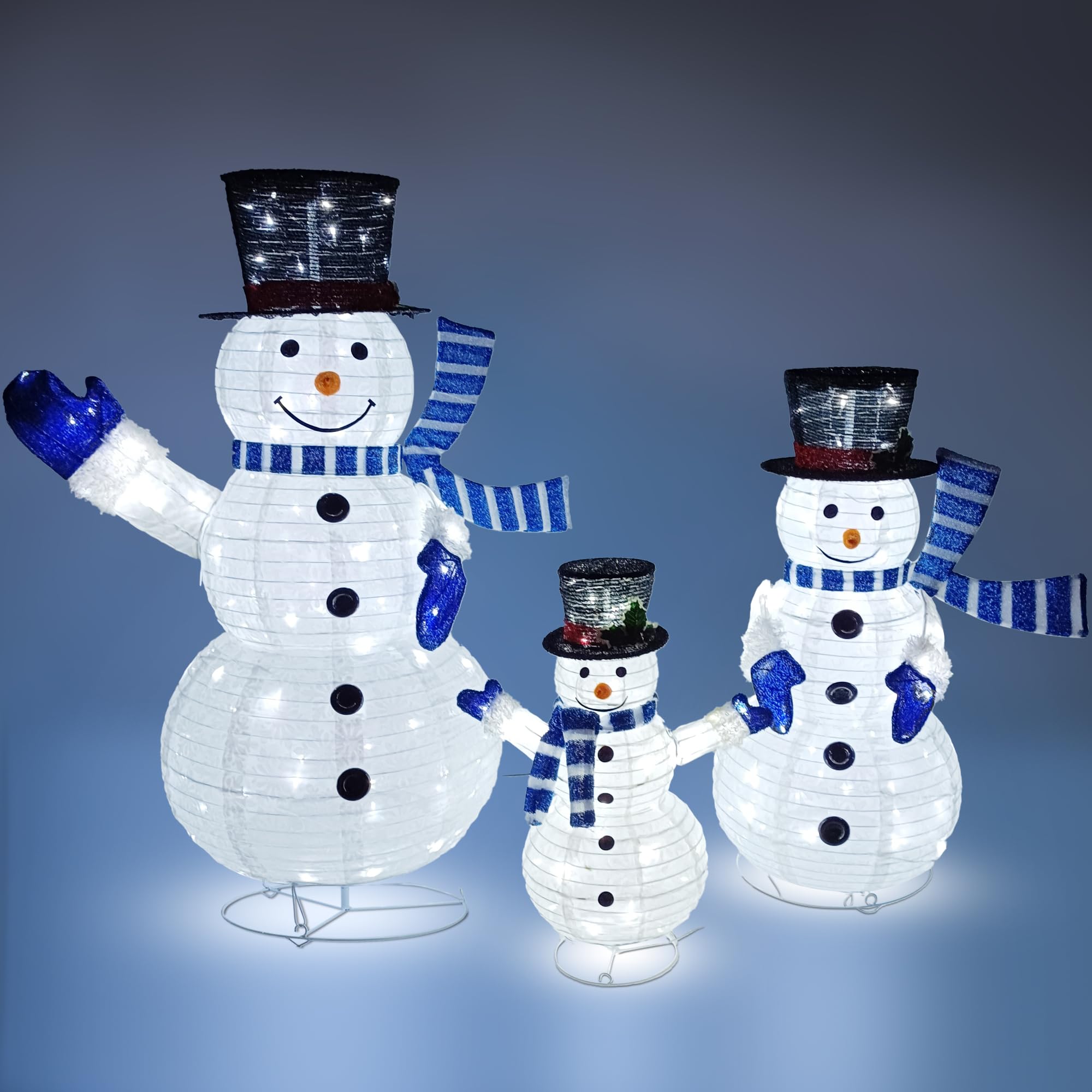 Joyfy 3 Pcs 3D Christmas Collapsible Snowman Yard Light 270 Pre