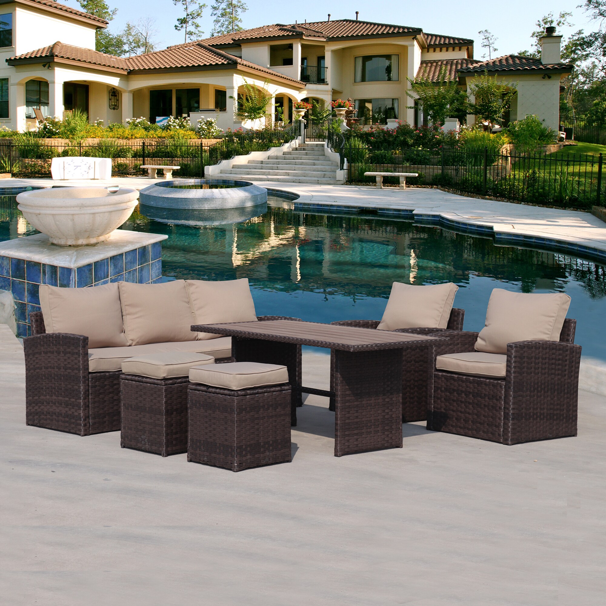 6-Piece Rattan Wicker Sofa Set Patio Furniture at Lowes.com