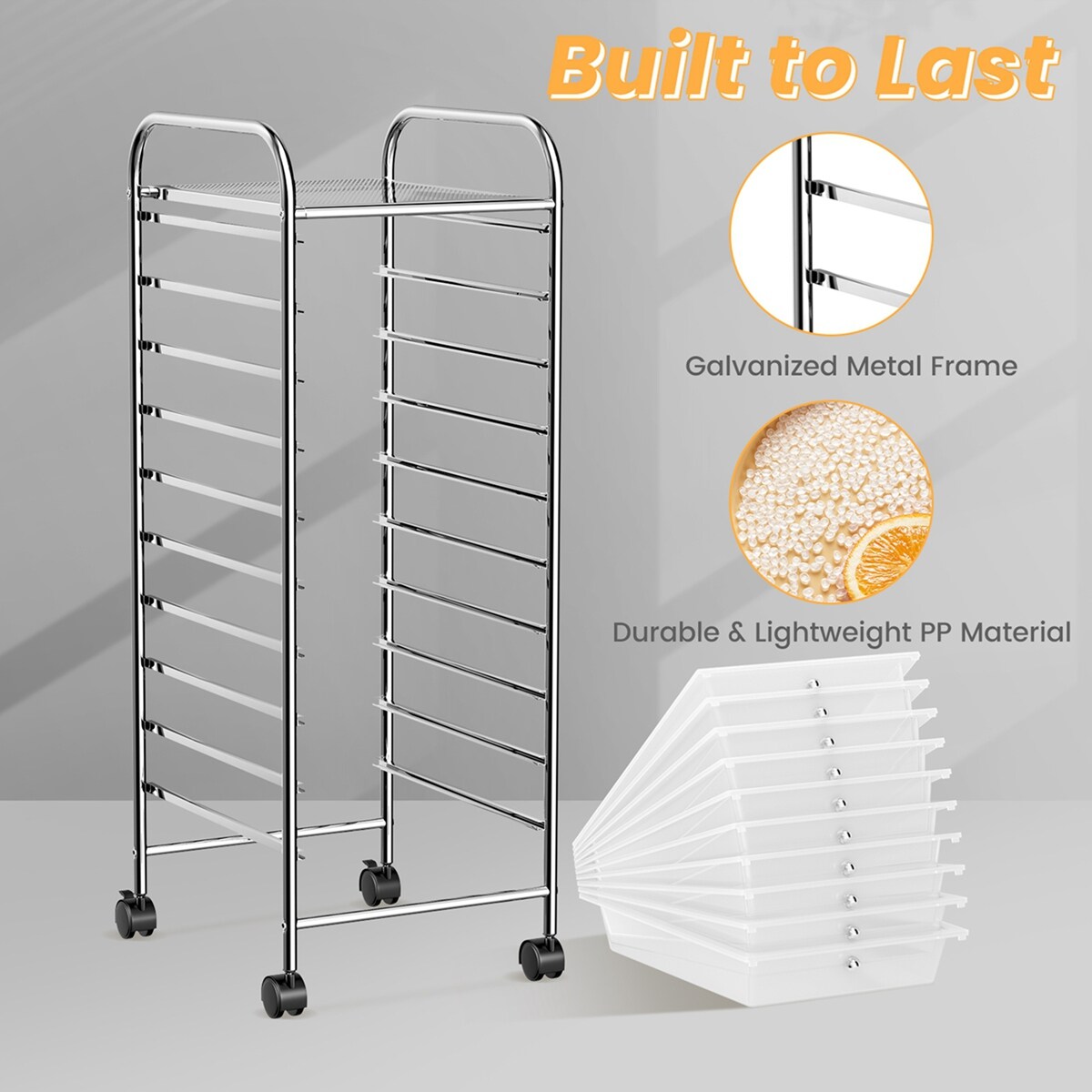 Costway HW52045CLEAR Office-Carts - View #7