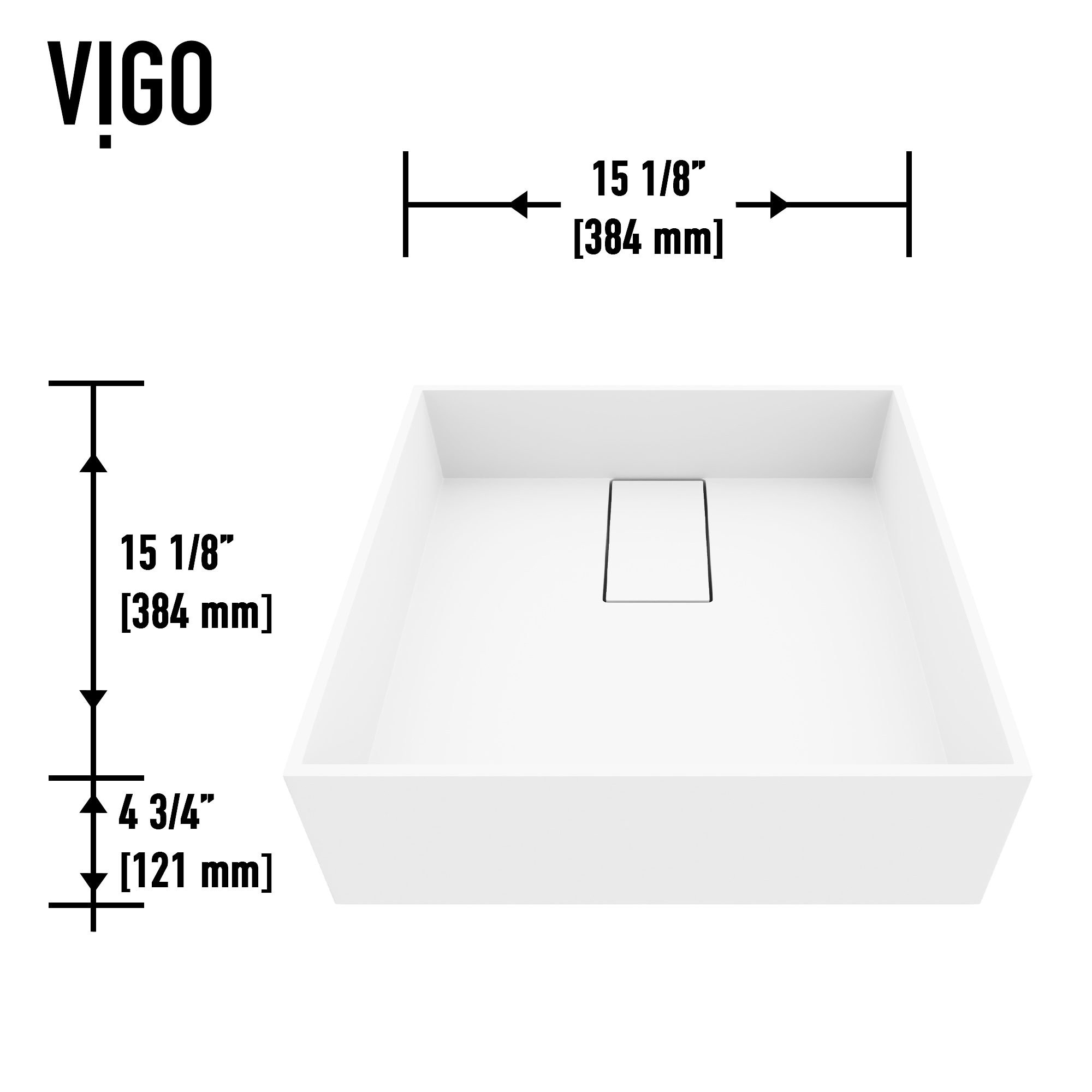Matte White Stone Square Above-Counter Vessel Sink