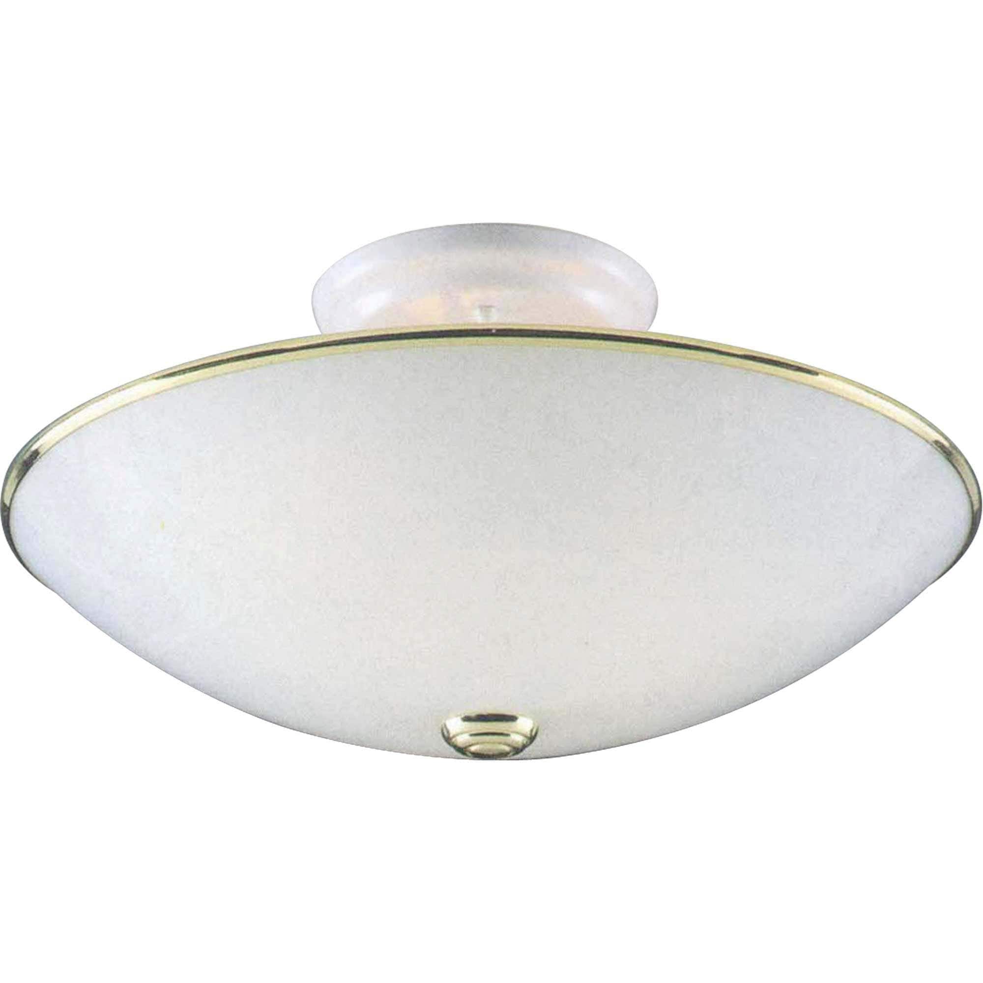 Polished Brass and Frosted Glass Round Flush Mount Light