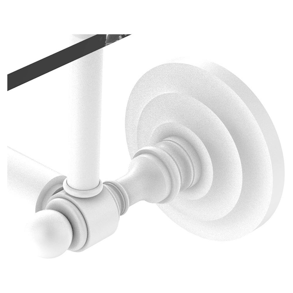 Matte White Brass Wall Mounted Toilet Paper Holder with Glass Shelf