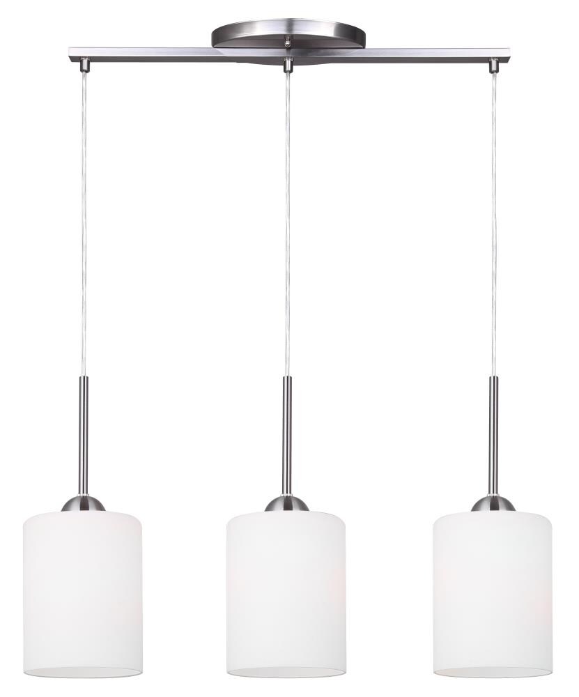 Canarm Ltd Hampton Brushed Pewter Traditional White Glass Cylinder Pendant Light At