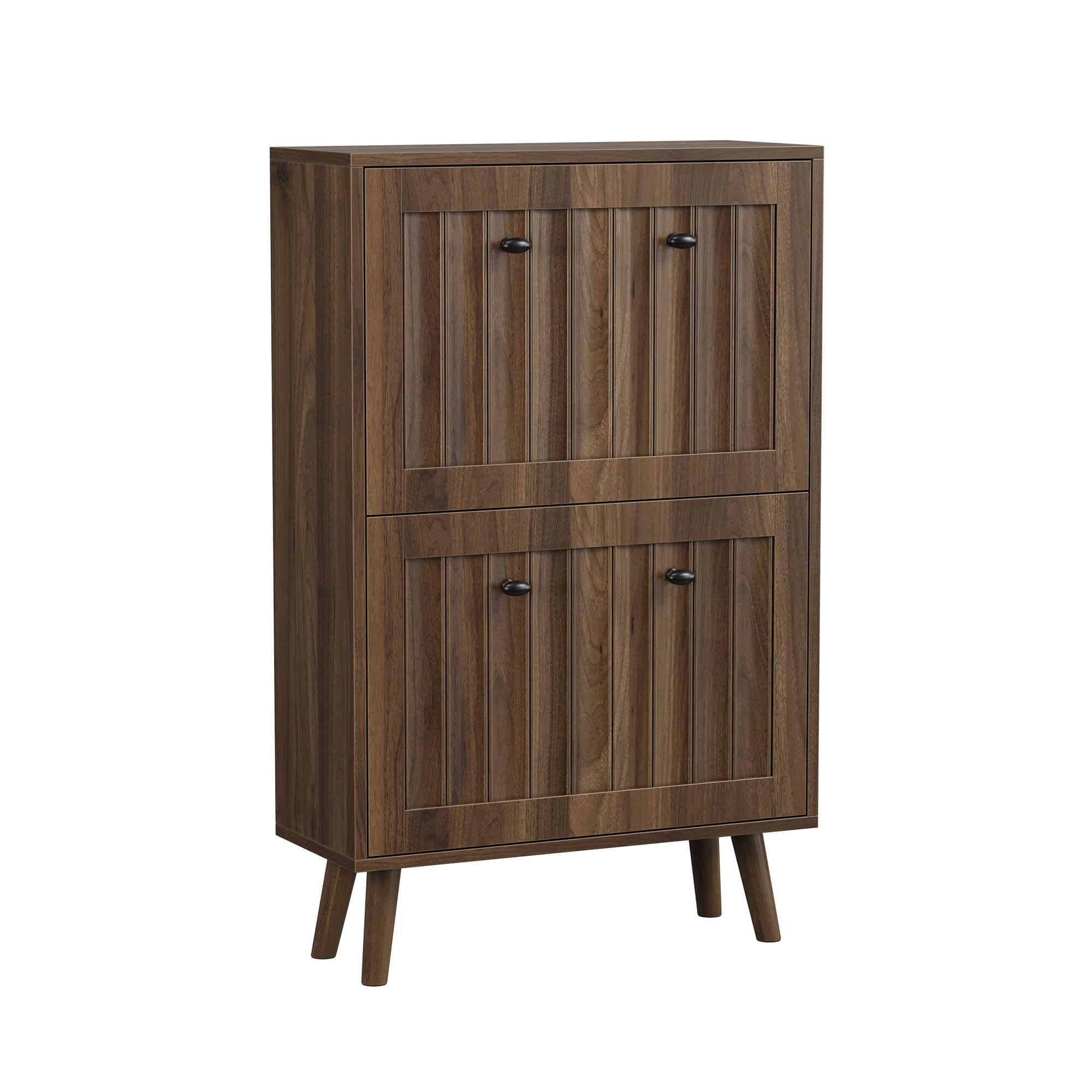 Vynxaria Mid Century Modern Shoe Cabinet with Tilt Out Drawers Slim ...