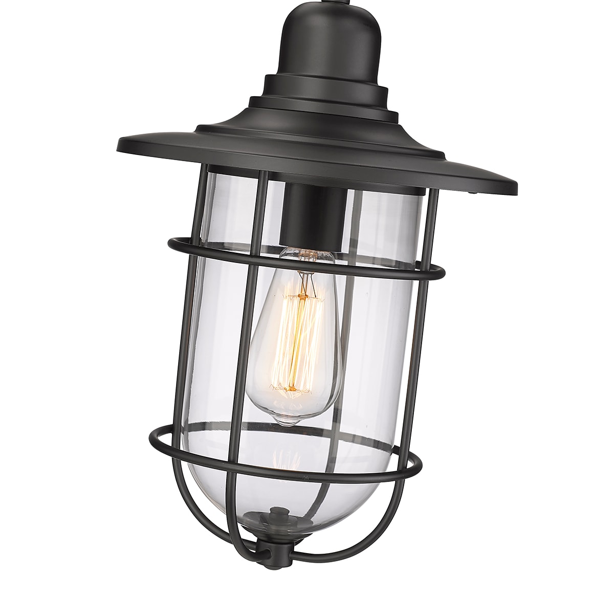 Powder Coat Black Glass Outdoor Hanging Lantern