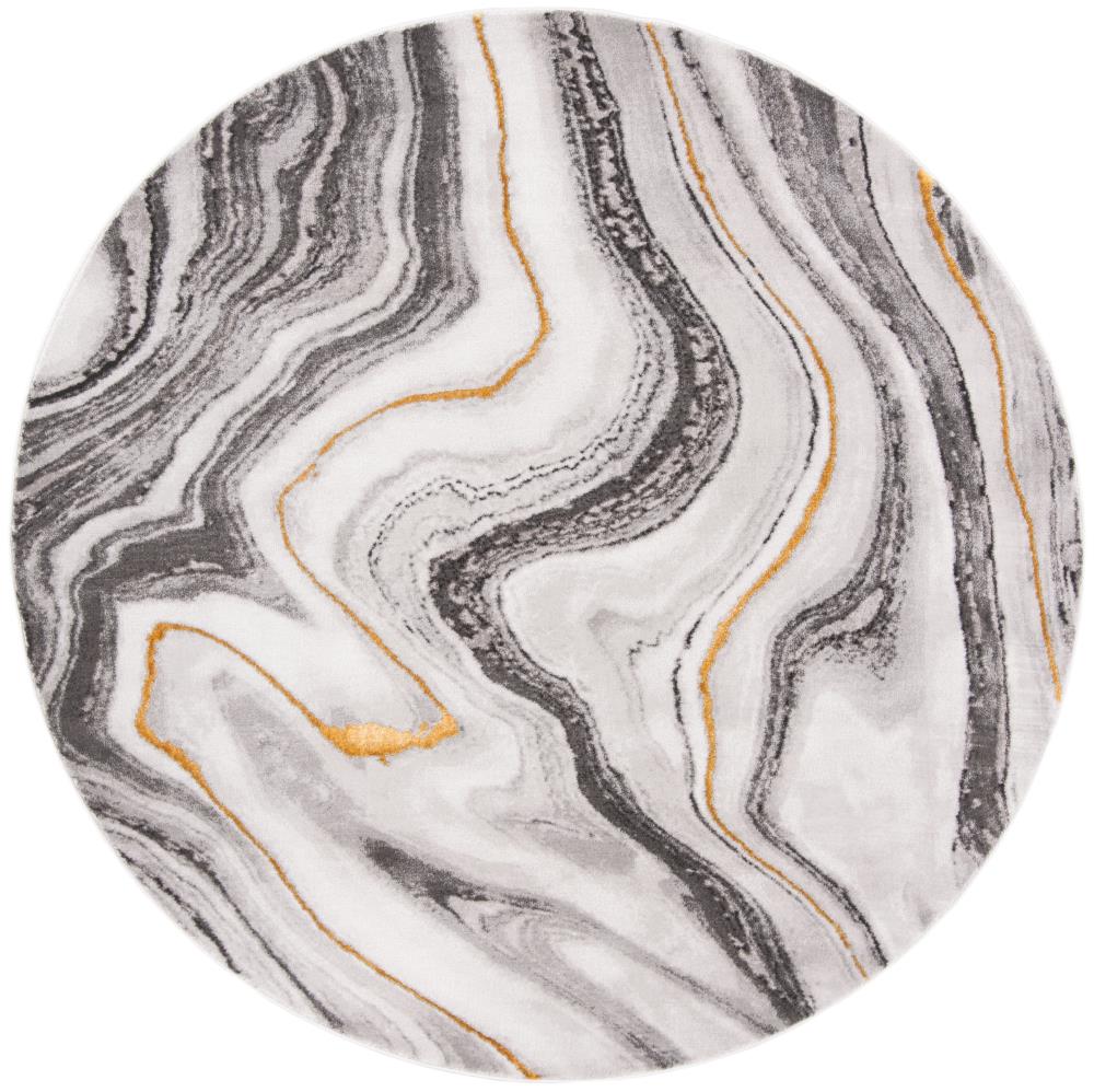 Safavieh CFT819F-5R Craft Moro 5 x 5 (ft) Loomed Polypropylene Gray/Gold Round Indoor Geode Area rug