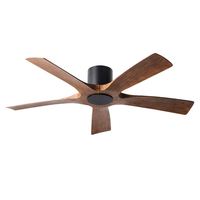 Modern Forms Aviator 54 In Matte Black Led Indoor Outdoor Flush Mount Smart Ceiling Fan With Wall Mounted 5 Blade The Fans Department At Com - Black Flush Mount Outdoor Ceiling Fan With Light