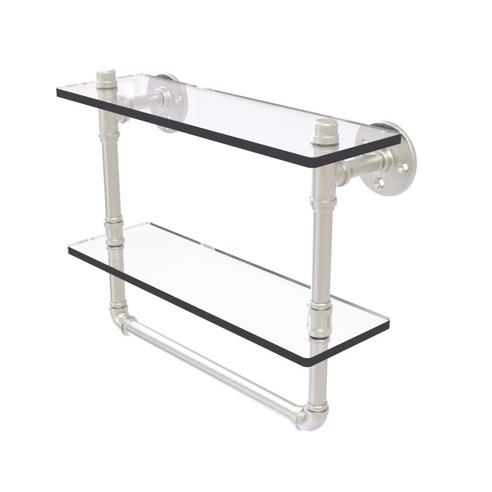 Allied Brass P-430-16-DGSTB-SN Pipeline Satin Nickel 2 -Tier Metal Wall mount Bathroom Shelf ( 16-in x 13.2-in x 5-in )