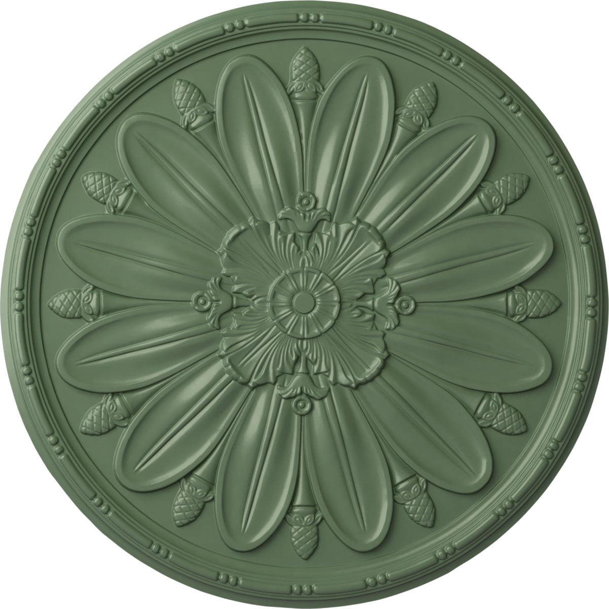 Ekena Millwork CM40DLAGF Delfina 40-in W x 40-in L Painted Athenian Green Polyurethane Whole Ceiling Medallion