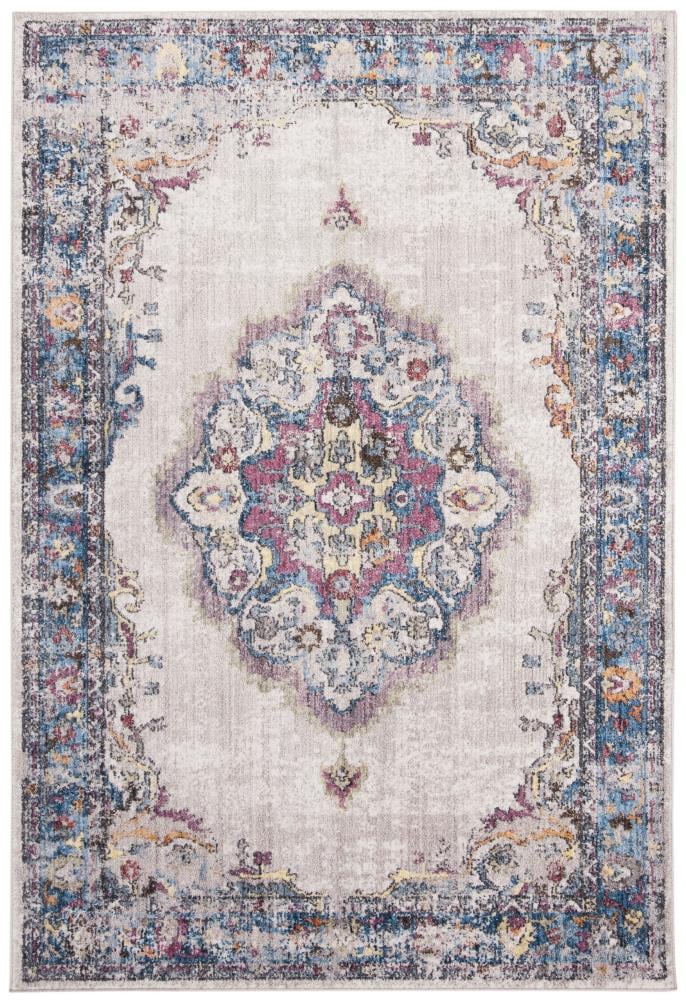 Safavieh BTL343A-6 Bristol Tabriz 6 x 9 (ft) Loomed Polyester Light Gray/Blue Rectangular Indoor Distressed/Overdyed Vintage Area rug