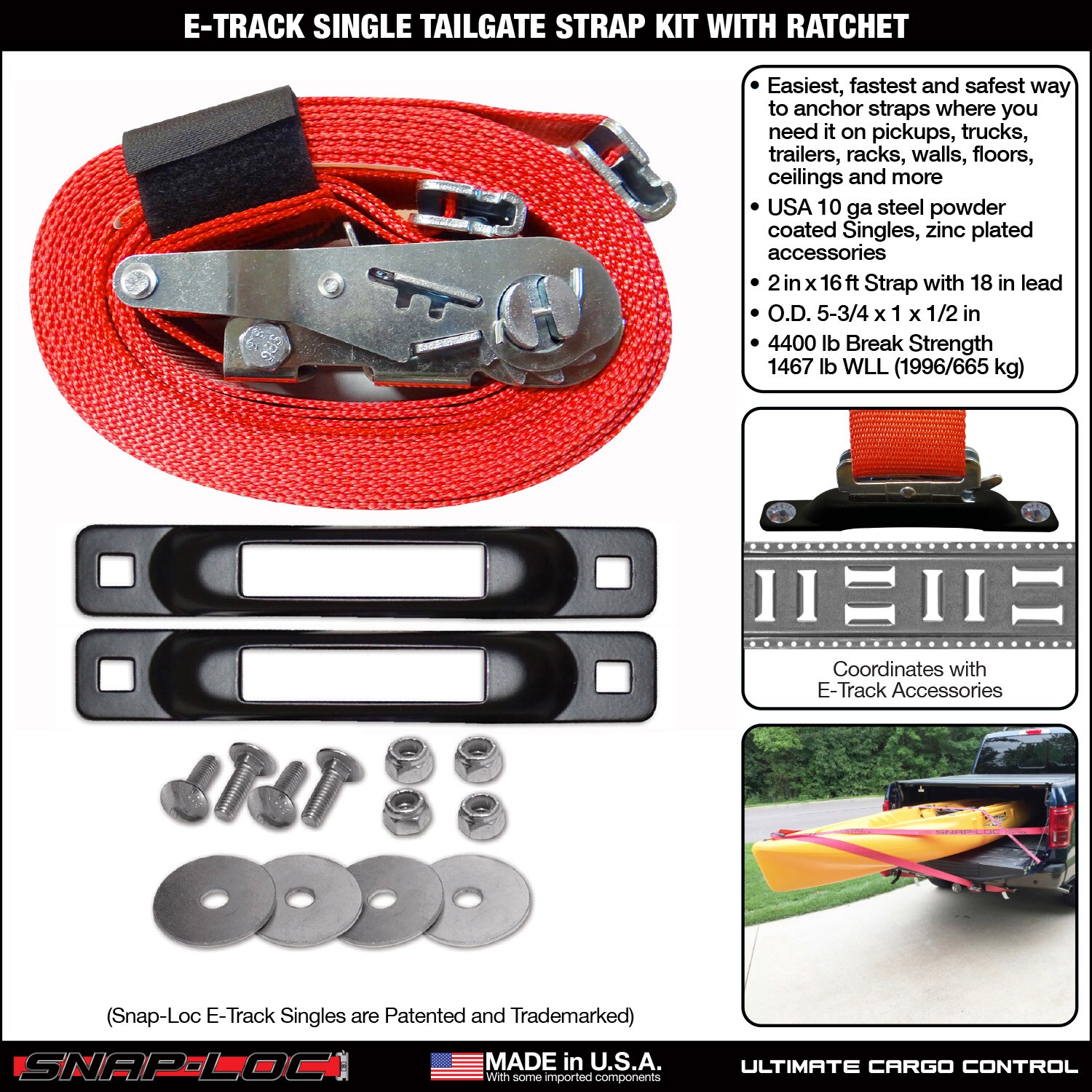 Snap-Loc E-Strap System Bonus Pack Plus with 2 x 16 in. Ratchet for Trucks & Trailers