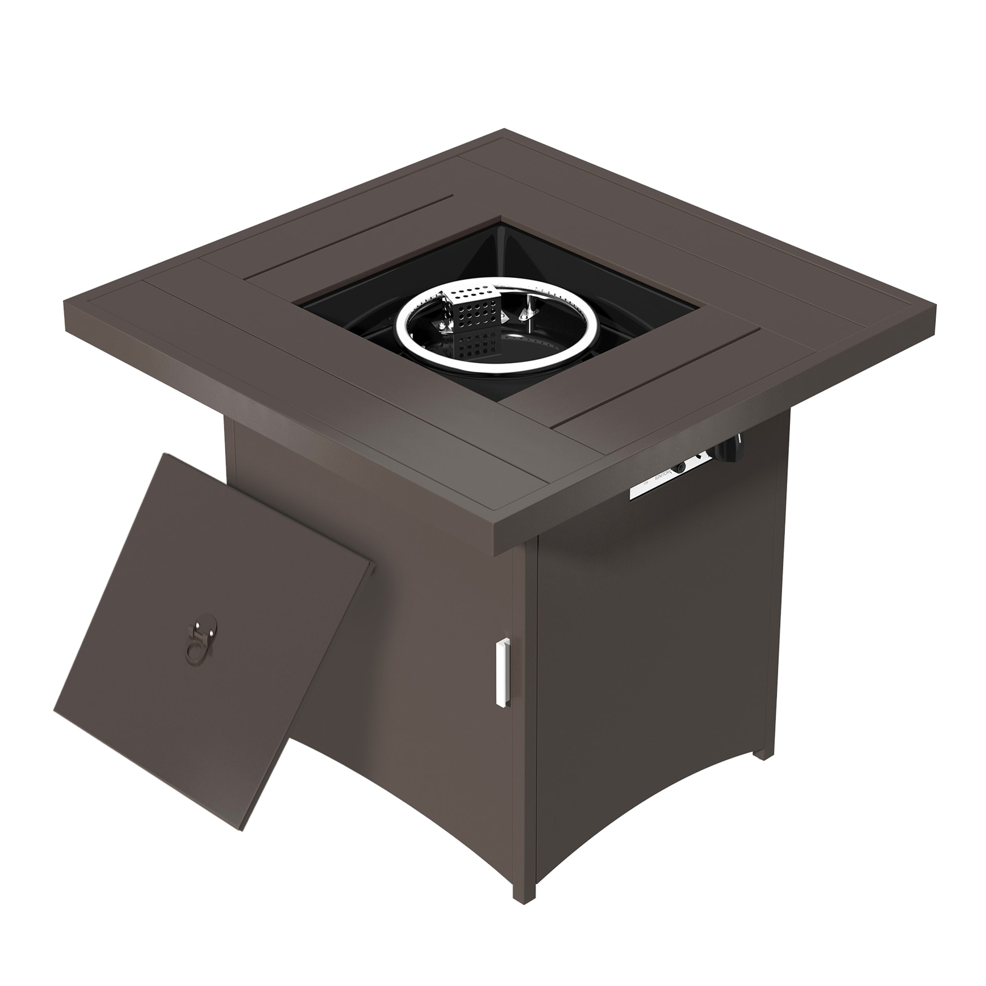 Casainc Fire Pit Table 28 In W 40000 Btu Brown Stainless Steel Square Tabletop Propane Gas Fire 5718