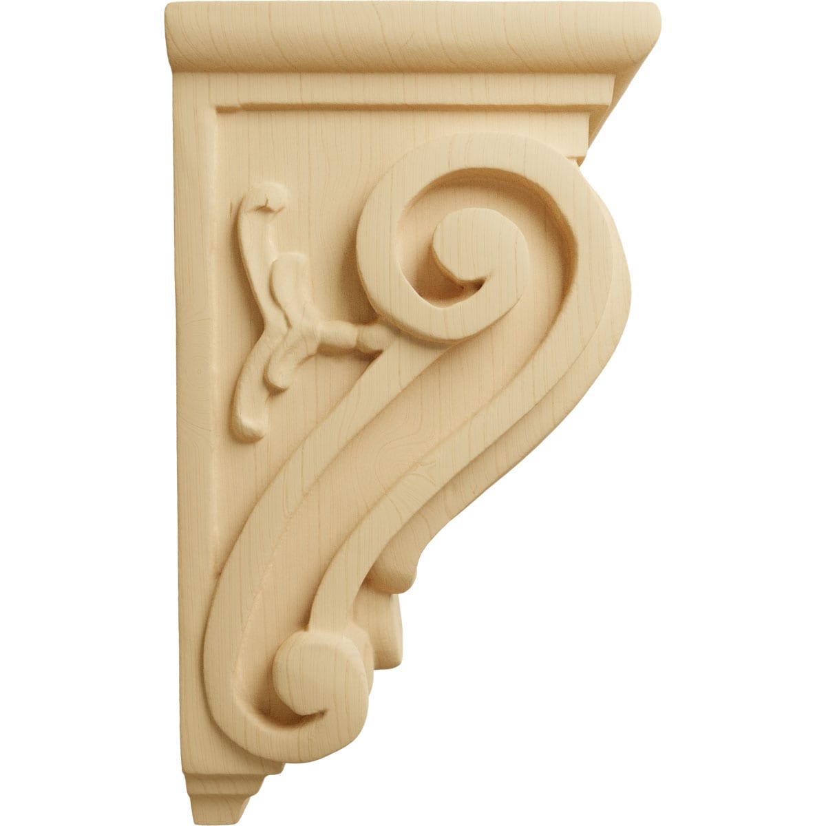 Hand-Carved Alder Wood Classical Corbel, 18" Height