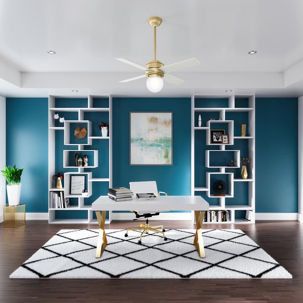 Hepburn 44" Modern Brass Low Profile Ceiling Fan with LED Chandelier