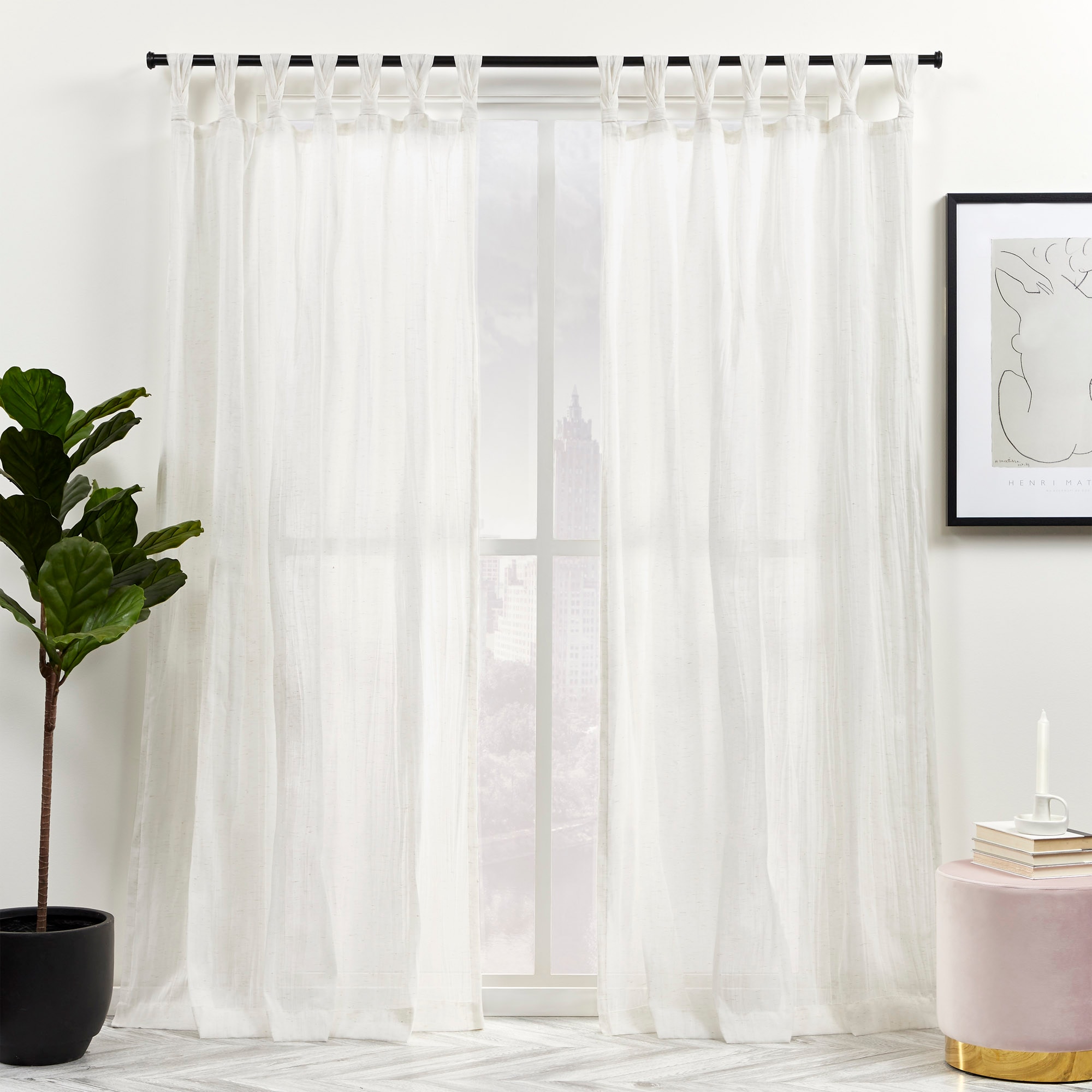 Exclusive Home YJ012635DSEHC1 032 84-in Linen Light filtering Top tab Curtain panel pair
