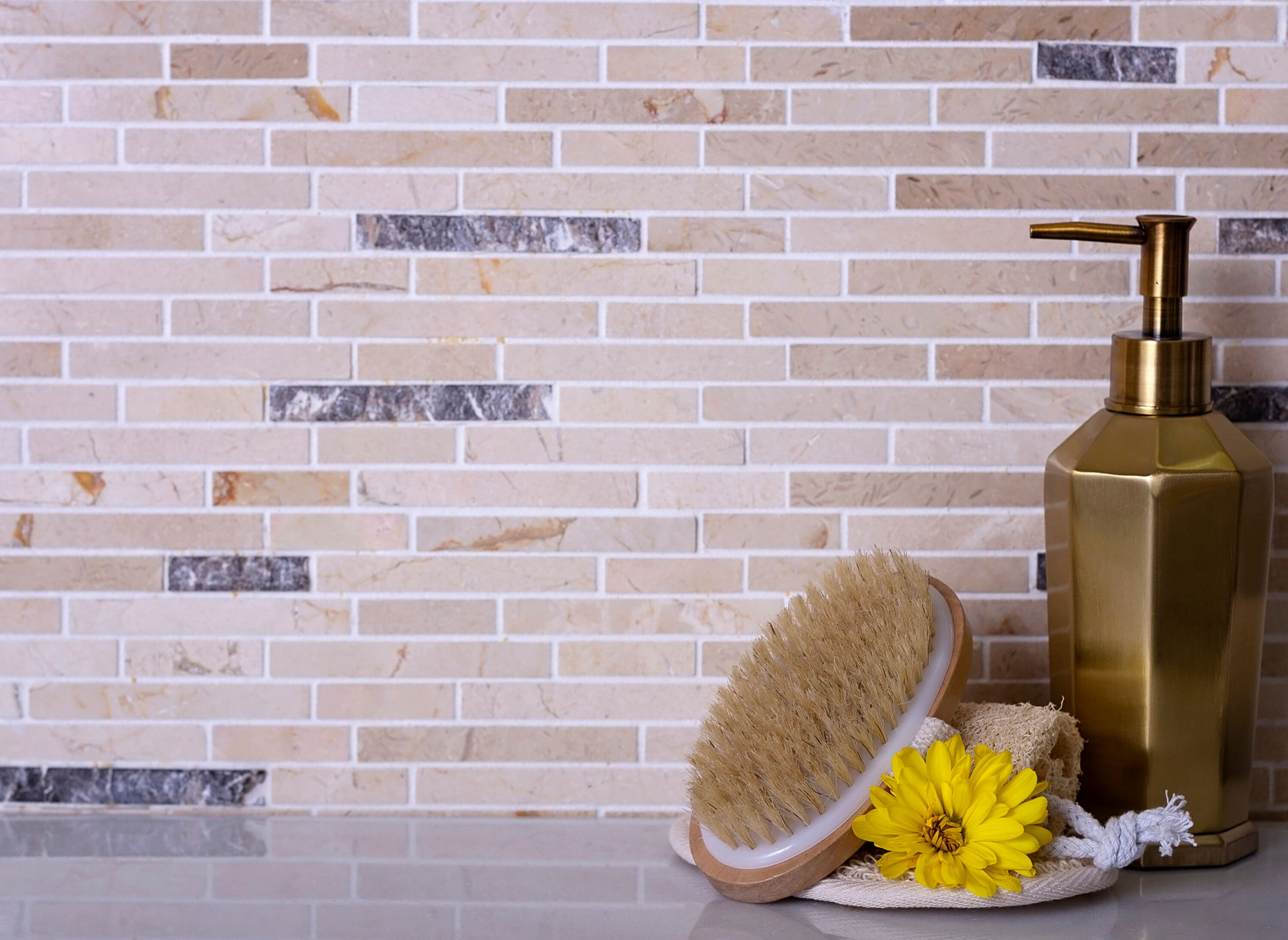 Beige Linear Polished Marble Mosaic Tile 12" x 11.6"