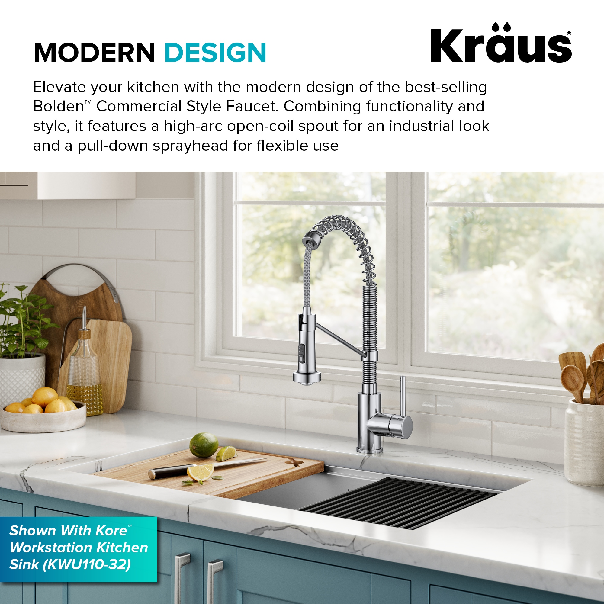 Chrome Commercial Style Pull-Down Kitchen Faucet with Pull-out Spray