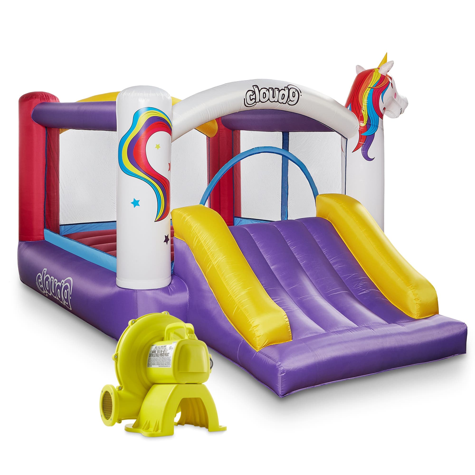 Cloud 9 INFLATE-R-310 Unicorn Theme Bounce House with Slide and Blower