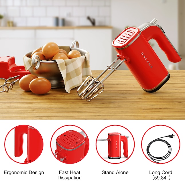 Galanz 59.84-in Cord 5-Speed Red Hand Mixer in the Hand Mixers department  at
